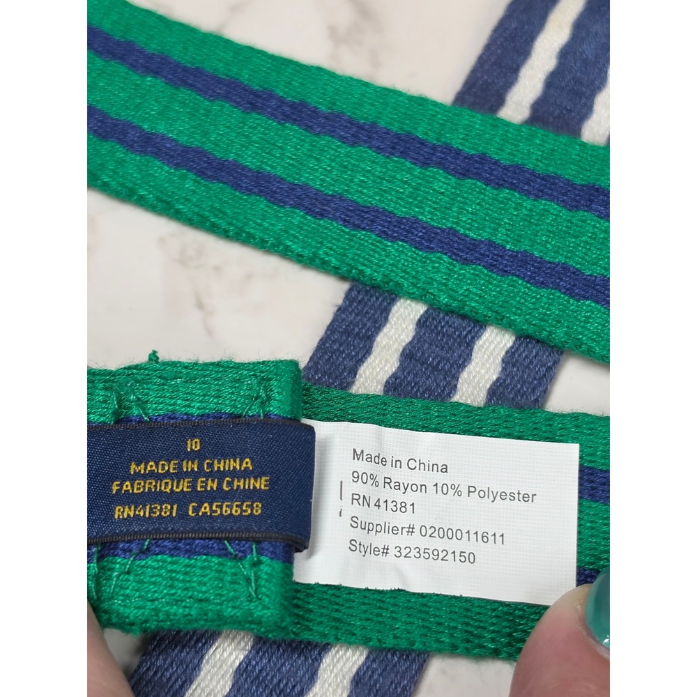 Polo Ralph Lauren Boys Striped D-Ring Belts Set of 2 Green Blue Size 10-12 - Picture 4 of 7